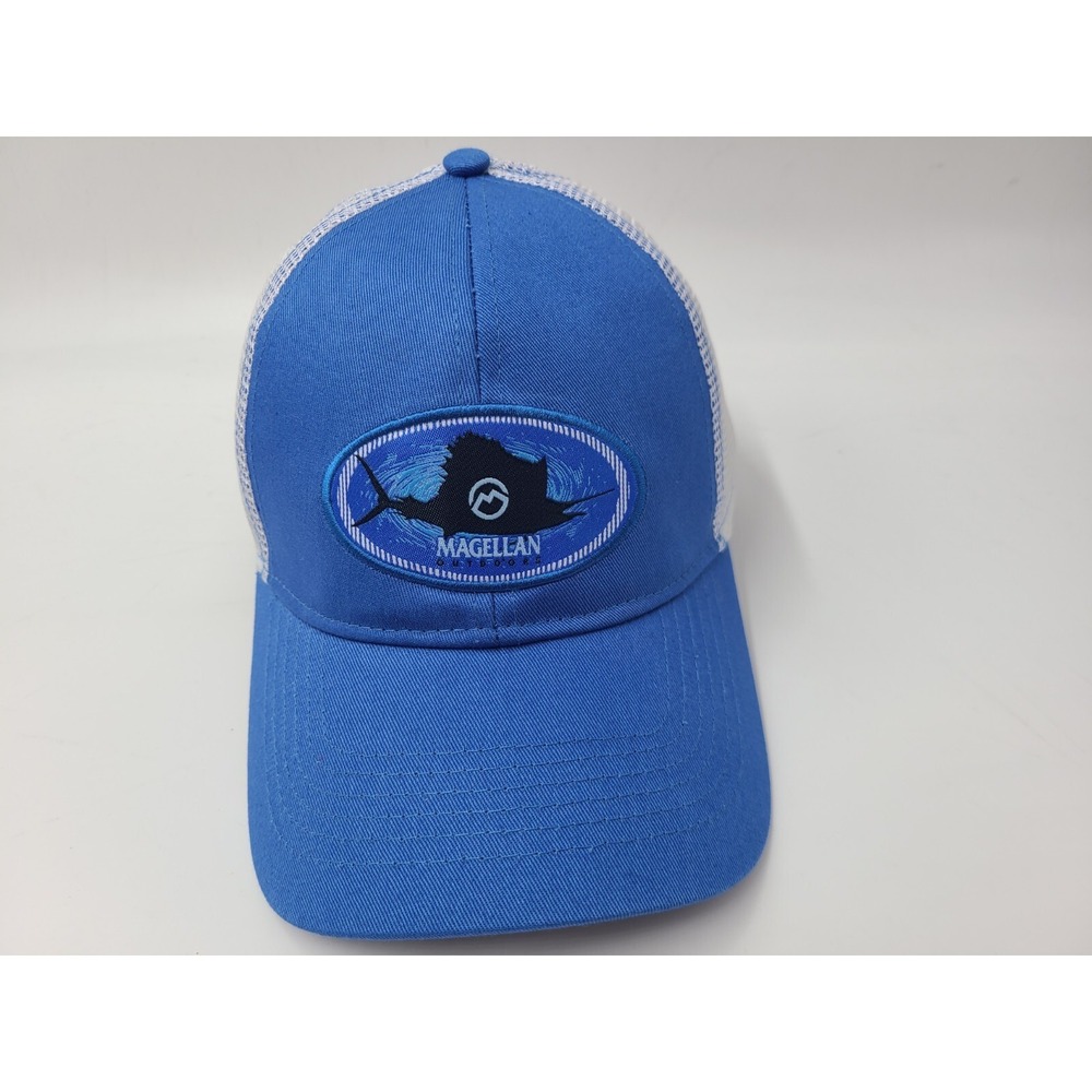 Magellan Outdoors Fishing Marlin Mesh Trucker Snapback Hat Cap Men Blue White